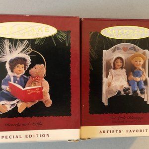 2 Hallmark Keepsake Ornaments 1995 Beverly & Teddy; Our Little Blessing